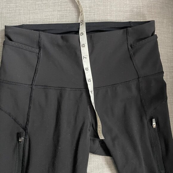Lululemon Black Geometric Printed Leggings Zippered Pockets Women's Size 6 - Picture 7 of 8